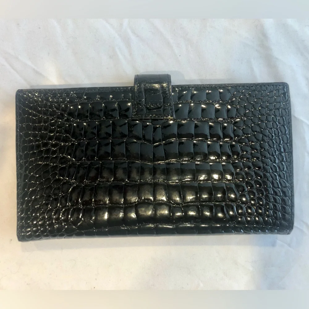 Women's long Alligator wallet black - Made in Italy - Picture 2 of 12
